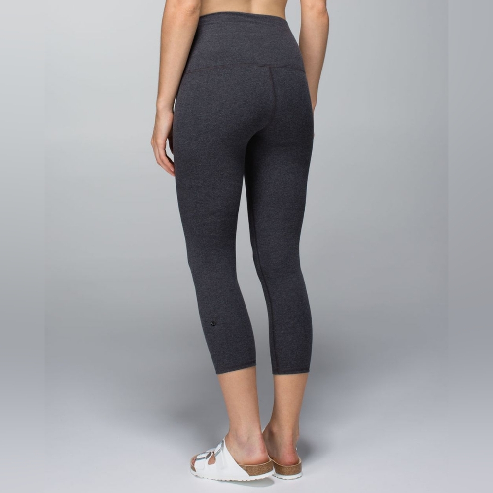 # 247 Lululemon Wunder Under Crop *Cotton (Roll Down) Heathered Black